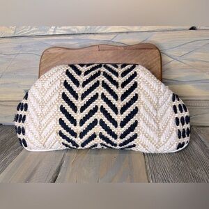 391. Cost Plus World Market Boho Hippie Woven Handbag Wooden Frame Clutch